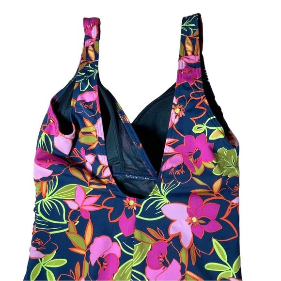 Seekers Australia Fuchsia Blooms Bella Tropical Print One Piece Swimsuit Size 10 - Picture 6 of 13